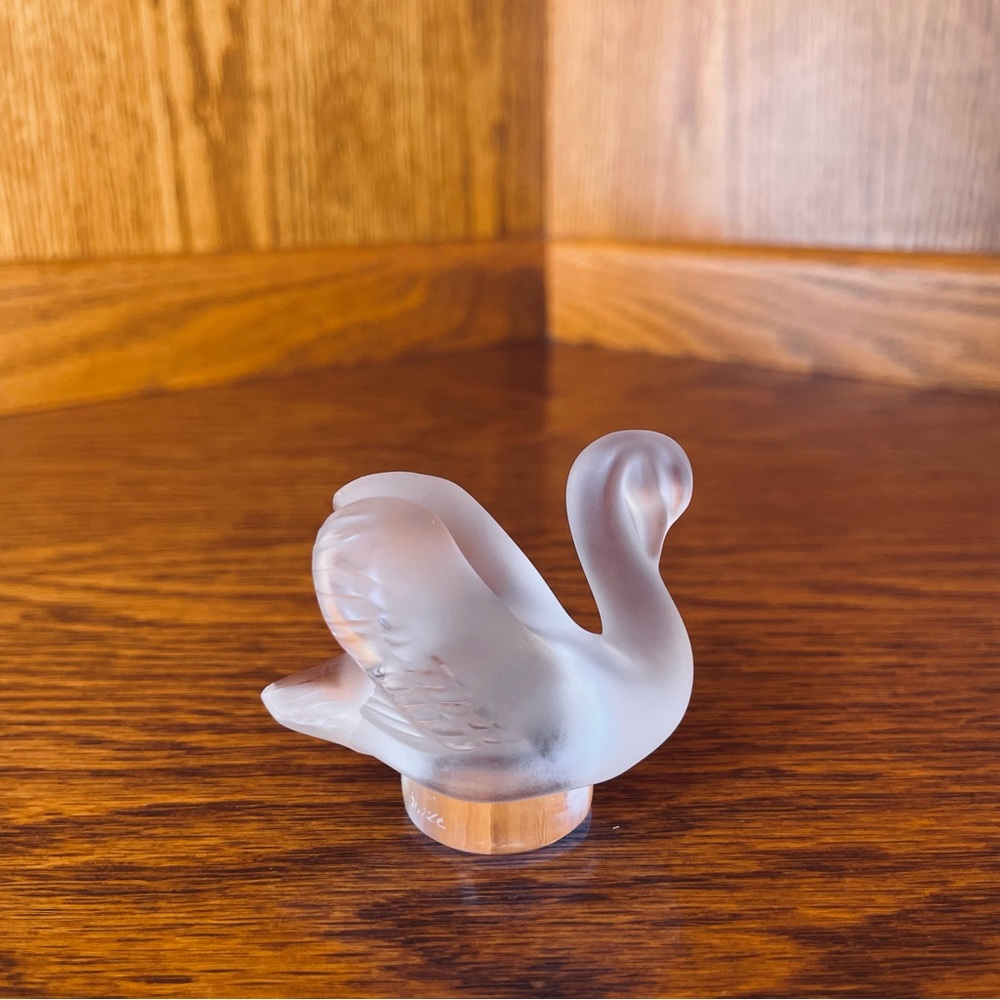 Lalique Frosted Glass Swan Sculpture